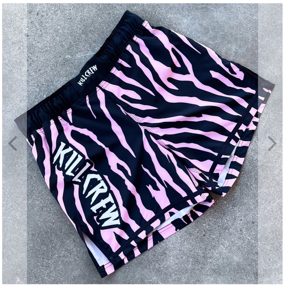 Kill Crew Black and Pink Zebra Print Women Shorts